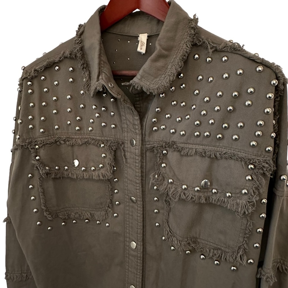 Elan Stud & Fringe Military Style Jacket S